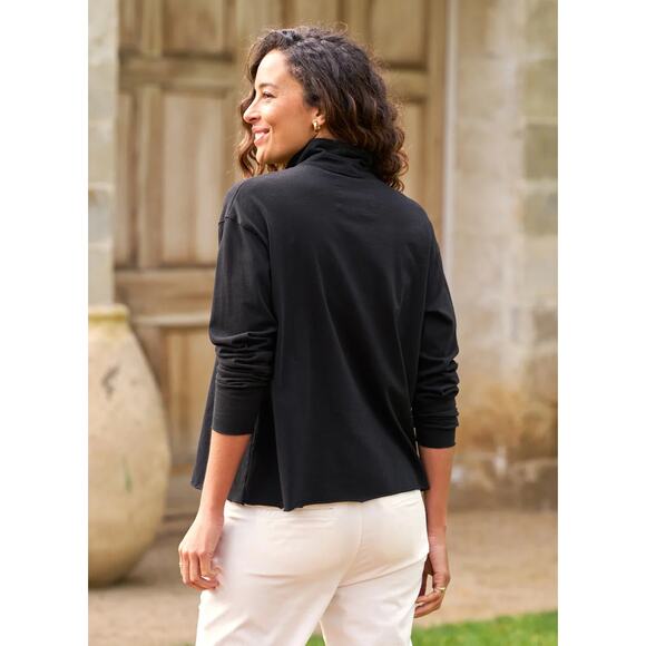 Frank Eileen Patrick 100% Cotton Popover Henley T-Shirt Navy Women's Size M - Picture 2 of 8